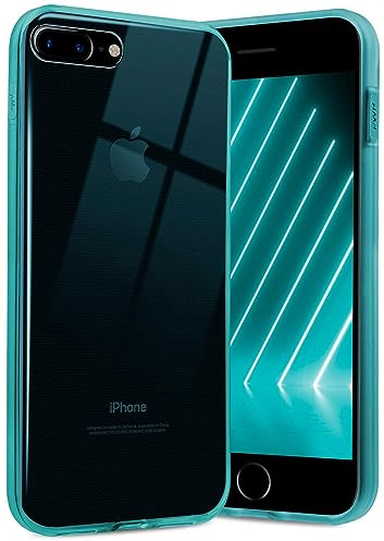 ONEFLOW Ultra Clear Case Kompatibel mit iPhone 7 Plus/iPhone 8 Plus Hülle Transparent, Handyhülle aus Soft Silikon, Extrem Stoßfest und Flexibel, TPU Schutzhülle Durchsichtig - Türkis