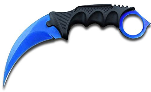 Edelstahl Fox Messer Werkzeug-Survival Camping Messer Butterfly Trainer Karambit Jagdmesser Huntsman Dagger Knife, blau