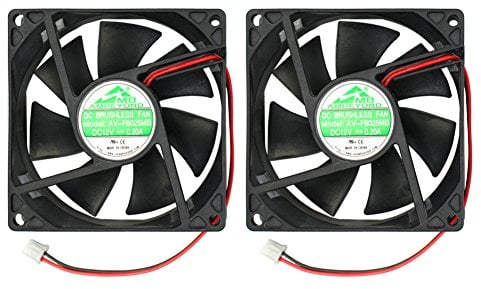 2-pack 80mm x 80mm x 25mm 8025 12V DC Brushless Cooling Fan, Dual Ball Bearing System, 2pin