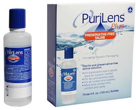 PuriLens Plus Preservative Free Saline Three 4 Fl Oz (120 ml) Bottles