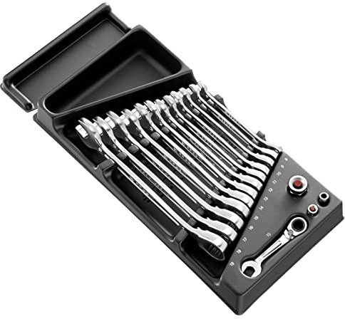 FACOM MOD.467BJ13 Module de Clé mixtes à cliquet métriques en Plateau thermoformé 467S.10/467.ADAPT10-19, Multicolore, 8-19 mm