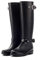 AONEGOLD Gummistiefel Regenstiefel Damen Langschaft Wasserdichte Regen Boots mit Blockabsatz Reißverschluss Schnalle Schneestiefel Gartenschuhe(Schwarz 1,Größe 39)