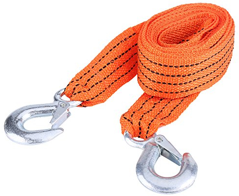 Hlyjoon Abschleppseil 3 Tonnen Auto Abschleppschlinge Länge 4m / 13.12ft Kfz Zugkraft Zugseil Hochfester Nylon Reißfestigkeit Orange mit Metallhaken für Auto SUV ATV Anhänger Notfall