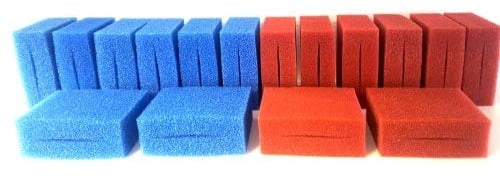 Pondlife Schwamm-Set für Oase Biotec 18 und Screenmatic - 8 x BLAU und 8 x ROT = 16 x Filterschwamm passend für Teichfilter Oase