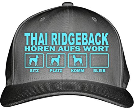 siviwonder Cap Thai Ridgeback Thailand Ridgebacks HÖREN aufs Wort Baumwoll Verstellbare 5 Panel Kappe Basecap Baseball Einheitsgröße Metallverschluss Hund Hundemotiv Dark Grey türkis
