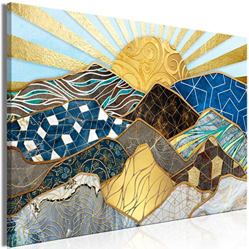 decomonkey Bilder Abstrakt Sonne 90x60 cm 1 Teilig Leinwandbilder Bild auf Leinwand Vlies Wandbild Kunstdruck Wanddeko Wand Wohnzimmer Wanddekoration Deko Berge Stein