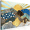 decomonkey Bilder Abstrakt Sonne 90x60 cm 1 Teilig Leinwandbilder Bild auf Leinwand Vlies Wandbild Kunstdruck Wanddeko Wand Wohnzimmer Wanddekoration Deko Berge Stein