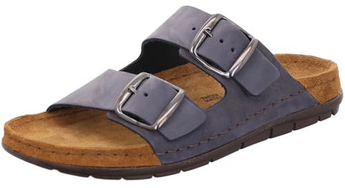 Rohde Damen Pantolette aus Leder mit Schnallen und Memoryfußbett Rodigo-D 5865, Größe:39 EU, Farbe:Blau