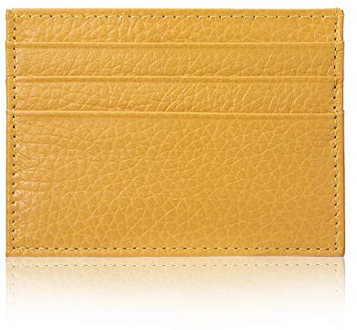 YEHMAN Porte Carte Jaune en Cuir de Vachette véritable 7 emplacements Carte de crédit Minimaliste Ultra Plat pour Veste, Pantalon …