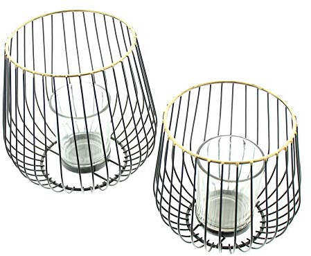 FRANK FLECHTWAREN Windlicht Modern, im 2er Set, Modern, vielseitig einsetzbar Größen Ø 11 x 11 cm und Ø 13 x 13 cm