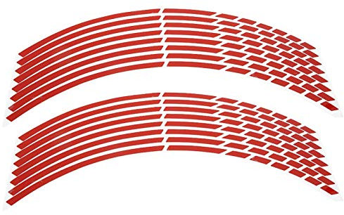 Motorrad Rad Felgenstreifen Aufkleber, 16 Stück Fahrrad Motorrad 16-18 Zoll Reflektierende Rad Streifen Aufkleber Dekoration Zubehör(rot)