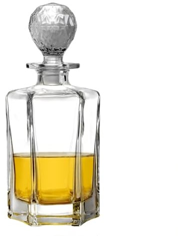 Dekanter aus Glas mit luftdichtem geometrischem Stopper – Whiskey-Dekanter für Wein, Bourbon, Brandy, Likör, Saft, Wasser, Mundwasser, italienisches bleifreies Glas (750 ml/Nr. 6)