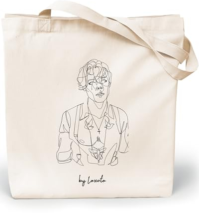 Loxato Stoffbeutel Bedruckt - Stofftasche - Baumwolltasche Bedruckt 100% B35 x H42 x T8 cm - Tragetasche Canvas-Stoff 220 g/m2 - Jutebeutel - Einkaufstasche Lange Henkel 70cm - Einkaufsbeutel