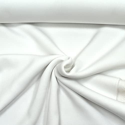 MAGAM-Stoffe Berlin dicker Sweat Stoff Uni innen angeraut und weich Meterware 50cm (01. Weiß)