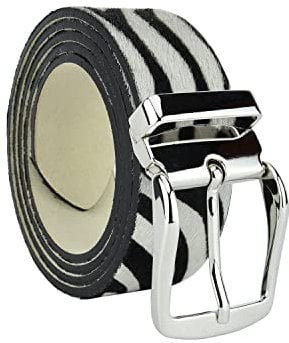 UPGRADE 3STYLE Pferdegürtel aus echtem Leder, ohne Schrauben kürzbar, Verpackung aus Öko-Karton und Baumwollbeutel Made in Italy., Zebra Schwarz 40x130, 4 x 130