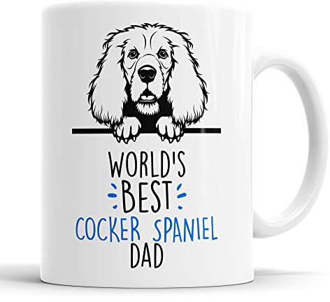 Faithful Prints Cocker Spaniel World's Best Dad Mug Dog Dad Cocker Spaniel Dad Cup Friend Funny Gift for Birthday Christmas, Cocker Spaniel Mug, (FP-10452)