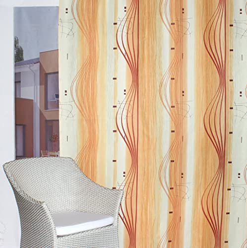 EASYHomefashion Vorhang Verdunkelungsvorhang Verdunkelungs Vorhänge Dekoschal Gardine Blickdicht Blackout Marino ORANGE 225 x 145 cm