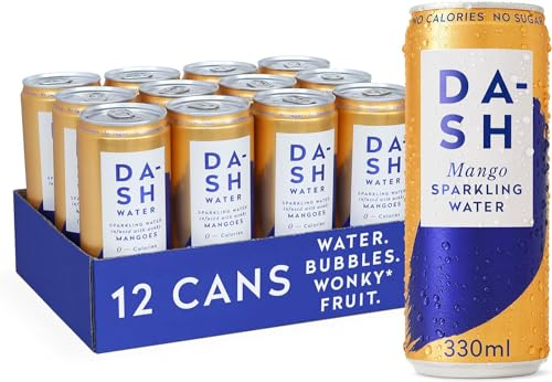 DASH Water Mangue – 12x Eaux pétillantes aromatisées à la mangue. SANS Sucre, SANS Édulcorant, SANS calories – Infusées avec des Fruits rejetés (12x330ml)