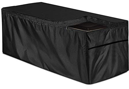 Kissenbox Abdeckung Garten Kissentruhe Allzwecktruhe Auflagenbox Schutzhülle Gartenbox Abdeckplane Gartentruhe Schutzplane Abdeckhaube 100 Wasserdicht UV- Sowie Witterungsbeständig, 123X62X55cm