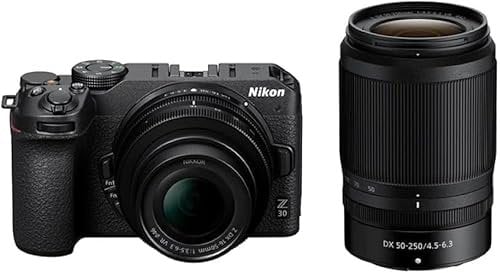 Nikon Z30 + Z DX 16-50+50-250 VR + Lexar SD 64GB 800x Fotocamera Mirrorless, CMOS DX 20.9 MP,LCD Angolazione Variabile,Registrazione fino a 125min, Video 4K,Nero,Nital Card: 4 Anni Garanzia