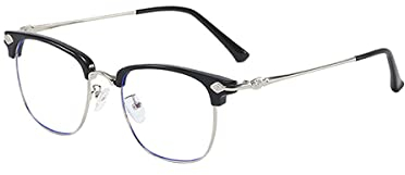 Fullwosing Brille Kurzsichtig mit Minus Dioptrien -1.00 to -6.00 Myopie Sehstärke Kurzsichtig Herren Damen (-5.50, Silber)