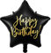 Libetui Folienballon Stern Happy Birthday Schwarzer Ballon Geburtstag PartyDeco Luftballon Geburtstag Ballon Stern Gold