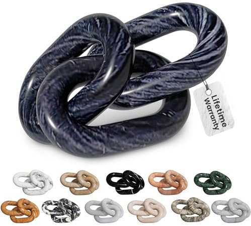 Kaivi Marble Chain Link 13 for Coffee Table and Book Shelf Decor - Attractive Decorativve Accent for Any Home or Living Room Statue Storm Gray