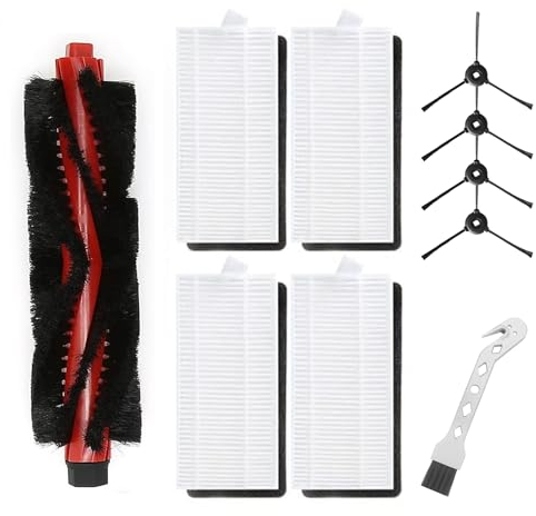 Jegehoyo Kit di accessori per parti di ricambio per Lefant M200 / M201 / M520M / M571 / T700 aspirapolvere robot, 1 spazzola a rullo, 4 filtri HEPA, 4 spazzole laterali, 1 spazzola per la pulizia