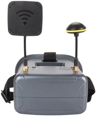FPV-Videobrille, 4,3-Zoll-LCD- mit Doppelantenne, 92% Transparente Linse für Stabilen Signalempfang, Automatische Suchfunktion, Eingebauter 2000-mAh-Akku