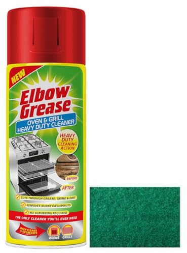 Elbow Grease Oven & Grill Heavy Duty Cleaner Spray (400 ML)- Powerful Oven & Grill Deep Cleaner Degreaser Formula- with Multipurpose Scouring Pad