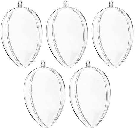 Ideen mit Herz Acryl-Eier | Oster-Dekoration | Geschenkverpackung | befüllbar | DIY | Kreative Idee für Ostern | Deko Oster-Strauch | Geschenk Ostern | transparent | 6cm, Ø 4cm | 5 Stück