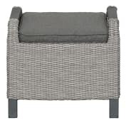 Ploß Colema Design-Fußhocker, Hellgrau, Polyrattan, 60x55x54 cm, Pulverbeschichtet, Inklusive Kissen