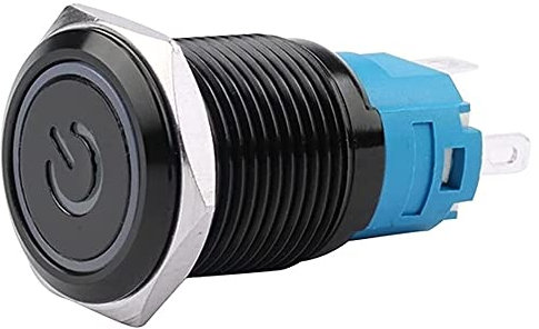 Interruttore a pulsante in metallo ossido nero da 16 mm con lampada a LED Modifica auto/computer impermeabile momentaneo/a scatto 3V 6V 12V 220V