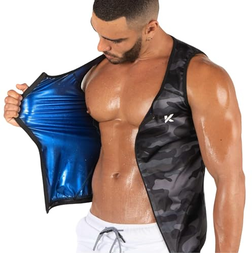 Kewlioo Men's Heat Trapping Zipper Sweat Enhancing Vest - Sauna Suit Shirt Compression Vest Shapewear Top for Gym Exercise