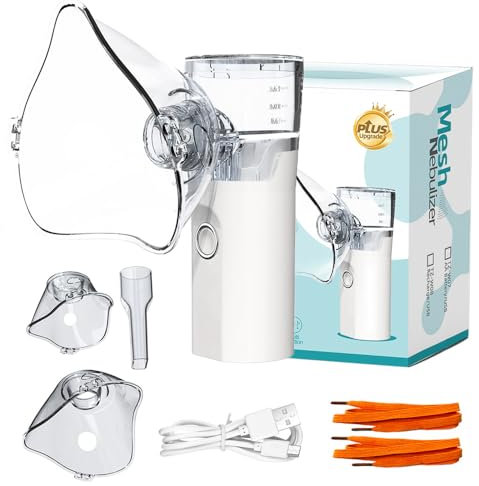 FONCBIEN Nebulizador Portatil, Actualización Nebulizador para Adultos y Niños Recargable USB Nebulizador bebe de Mano con 2 Máscara, 2 Ajustable aAomización Inhalador de Vapor para el hogar