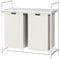 Neo Laundry Basket Bin Organiser Hamper With Top Shelf 2 Pull-Out Removable Compartments Clothes Laundry Room Bathroom Bedroom (White)