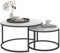 HOMCOM Round Coffee Table Set of 2, Nest of Tables with Steel Frame for Living Room, Marble White