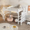 Aoskem Kinderbett Hochbett 140x200, Etagenbett Hausbett mit Stufentreppe & Kleiderschrank Stauraum, Holzbett Bettgestell Kinderbett mit Rausfallschutz und Lattenrost, Jugendbett, Ohne Matratze, Weiß