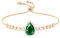 Linawe Bracelet en cristal vert émeraude pour femme, bracelet à breloques en or rose, ensemble de bracelets en strass, pierre de naissance et zircone cubique, bijoux de mariage