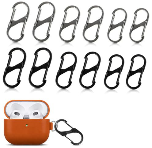 12 S Karabiner-Reißverschluss-Clip, Rucksack, Koffer, Schlüsselanhänger, Outdoor, zweifarbig, kleiner Karabinerhaken, Reißverschluss, Diebstahlschutz, Metall-Doppelkarabiner