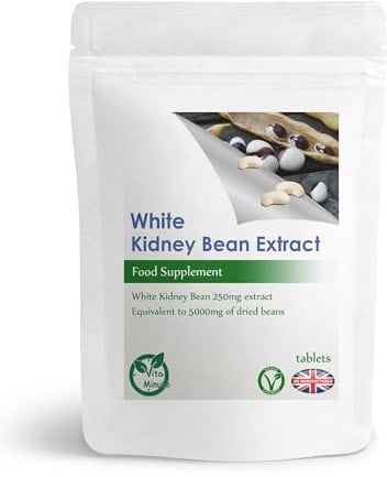 White Kidney Bean 5000mg Extract Tablets, Diet, Heart, Carb Blocker, Weight Management, Vegan (Pack of 60)