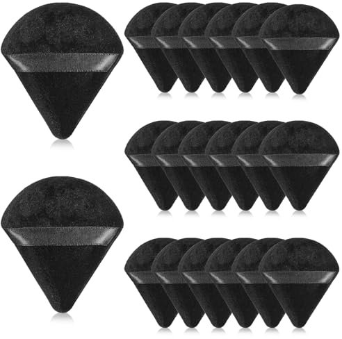 20 Stück Dreieckig Powder Puff Doppelseitig Puderquaste Weicher Puder Puff Waschbar Makeup Puderquasten Loser Puderquast Schwämme Sponge Werkzeug Für Gesicht Loses Puder Foundation (Schwarz)