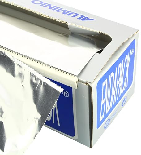 Monouso | 1 Rollo de Aluminio, 40cmx300m, 4kg, Papel Aluminio Profesional, con Dispensador, Bobina, Embalaje, Protección de Alimentos, Cocina, Peluquería.