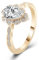 Skcess Goldring Damen 585 Echtgold 14K Ringe Frauen D Moissanit Birne, Hochzeitsringe Blume mit 3 Karat Birnenförmigem Moissanit Ringe Frauen Größe 60 (19.1)