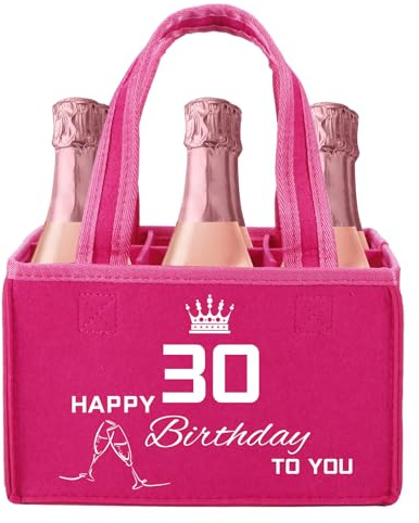 30th Birthday Gifts for Women - Personalised 30th Birthday Presents, Reusable Wine Bottle Bag for Transporting Wine, Champagne, Beer and Water Bottles for Women Wife Friends Wine Lover - Gift Idea
