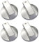 Huanfeimo 4 PCS Gas Hob Knobs Replacements 6mm Metal Brushed Silver Control Switch Knobs for Various Oven Gas Hob