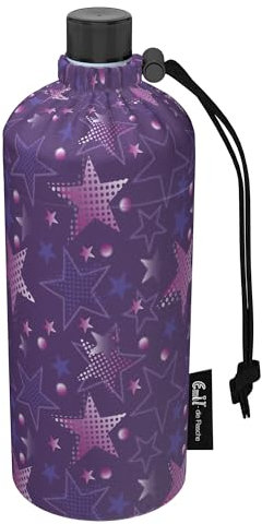 Emil Trinkflasche aus Glas für Mädchen & Jungen isolierte Glasflasche für Schule, Freizeit, Sport: Kinder & Eltern Stars (0,6l)