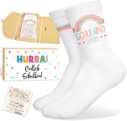 iZoeL Einschulung Geschenk Socken Mädchen Jungen 2025 Schulkind Baumwolle Socken Schultüte Füllung Schulanfang Geschenk