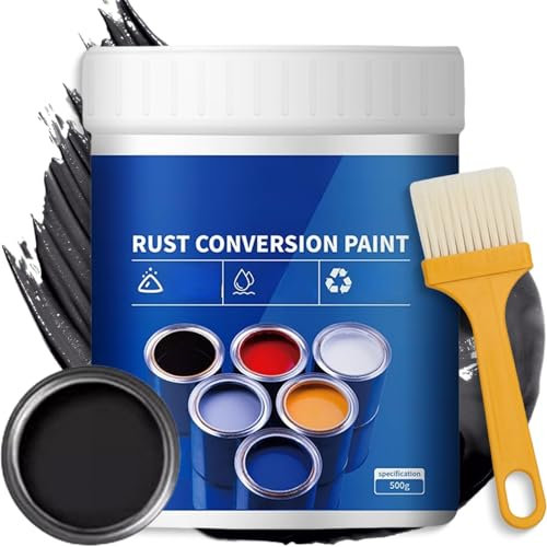 WANWEN Rust Conversion Paint - 2-in-1 Metal Primer and Converter, Water-Based, for Car, Fences, Industrial Equipment (Black)