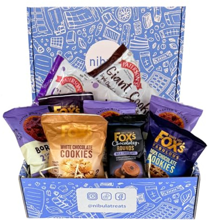 Luxury Cookie and Biscuit Gift Hamper | Nibula Treats | Includes Giant Cookies, White and Milk Chocolate Cookies, Chocolate Rounds | Ideal for Men and Women